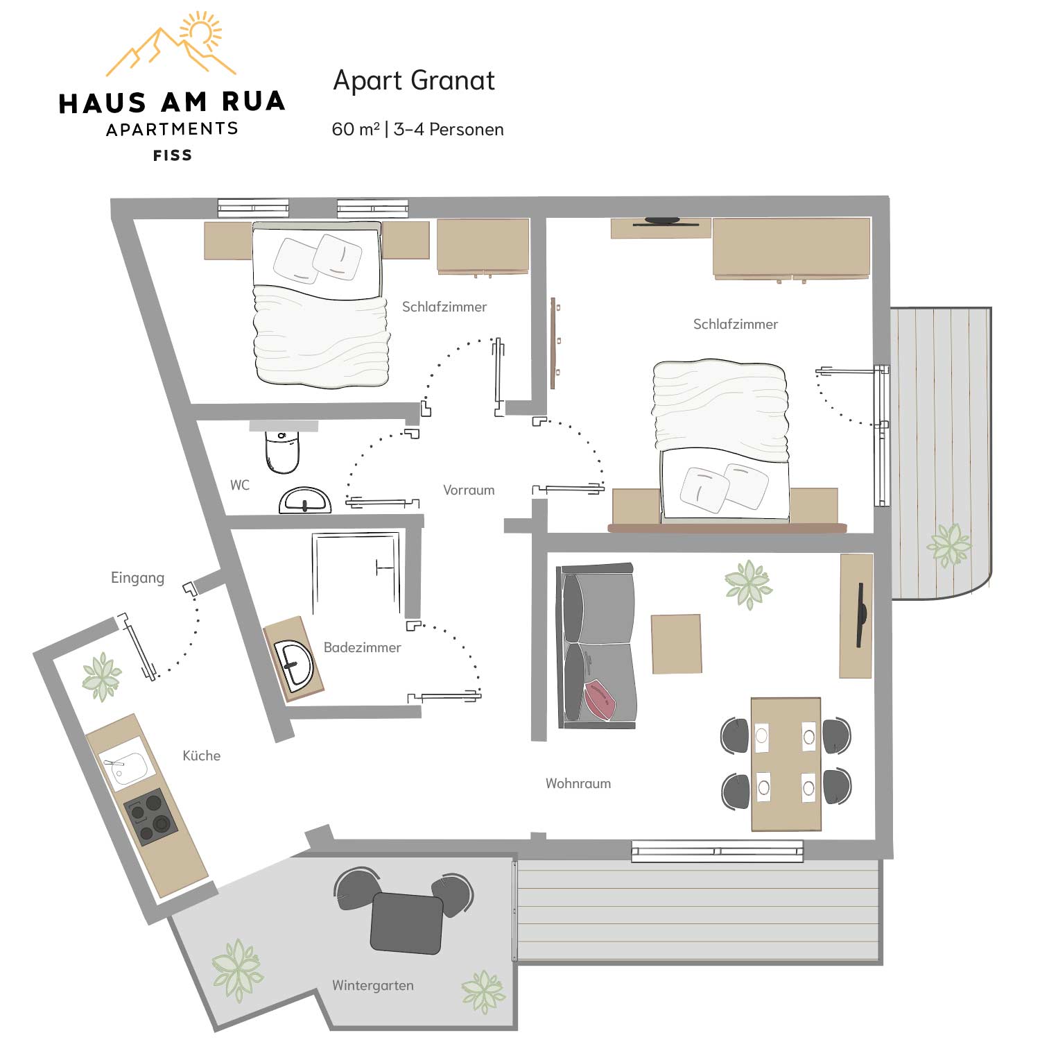 grundriss apart granat haus rua fiss